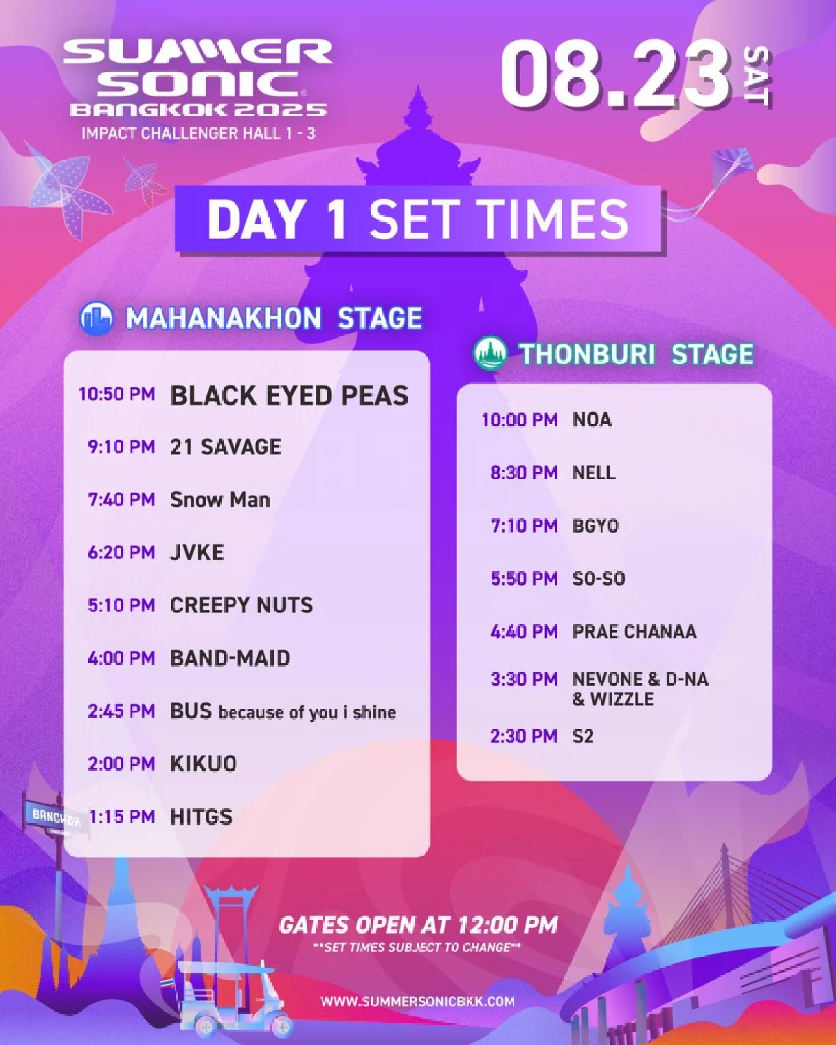 ยืนหนึ่งทุกไลน์อัป!  SUMMER SONIC BANGKOK พร้อมเดือดแล้ว! 2 วัน 2 เวที!  23-24 สิงหาคม 2568 นี้