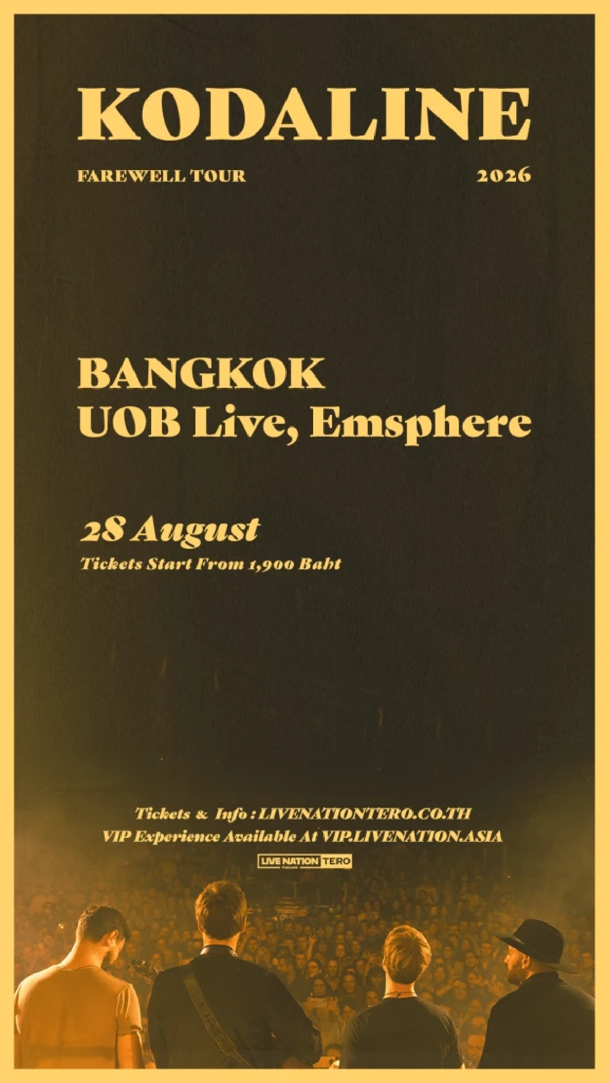 ‘KODALINE’ ประกาศ ‘FAREWELL TOUR’ คอนเสิร์ตครั้งสุดท้าย ก่อนแยกย้ายไปใช้ชีวิต เตรียมซ้องร้องเพลงฮิต แล้วมาร้องไปด้วยกัน 28 สิงหาคมนี้ ที่ยูโอบี ไลฟ์