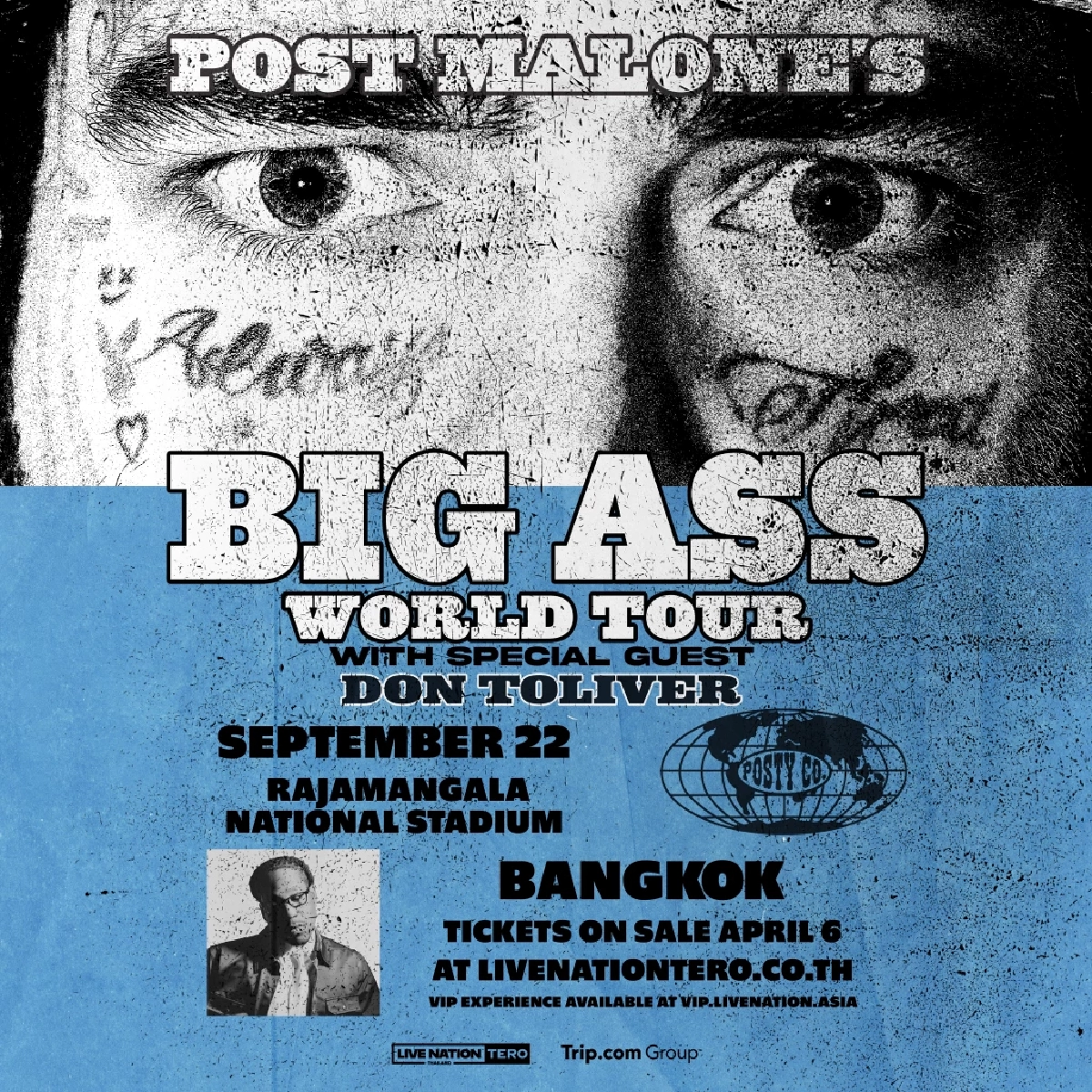 Post Malone กลับมาพร้อมทัวร์ครั้งใหม่ไซส์บิ๊กเบิ้ม  “Post Malone Presents The BIG ASS Stadium World Tour”  พร้อมเจอแฟนชาวไทย 22 ก.ย. นี้ ที่ราชมังคลากีฬาสถาน