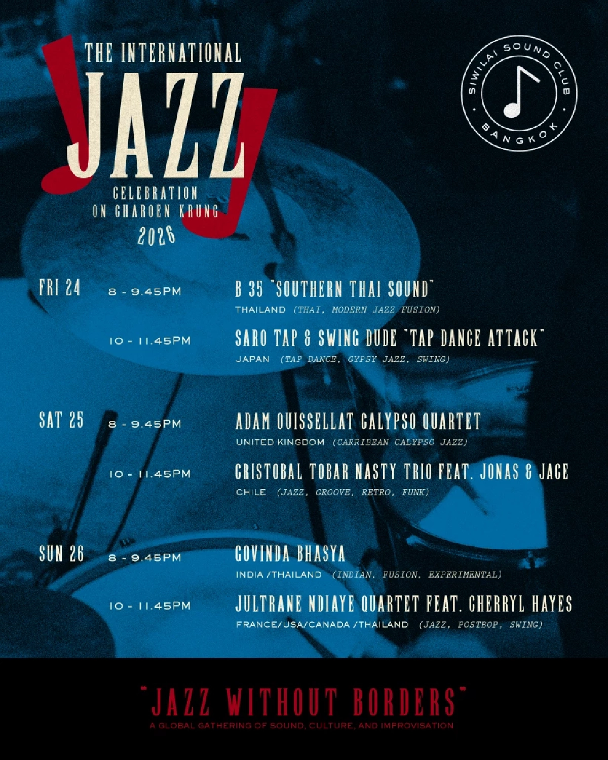 THE INTERNATIONAL JAZZ CELEBRATION ON CHAROEN KRUNG 2026 โปรแกรมดนตรีสุดพิเศษตลอด 3 วัน 3 คืน