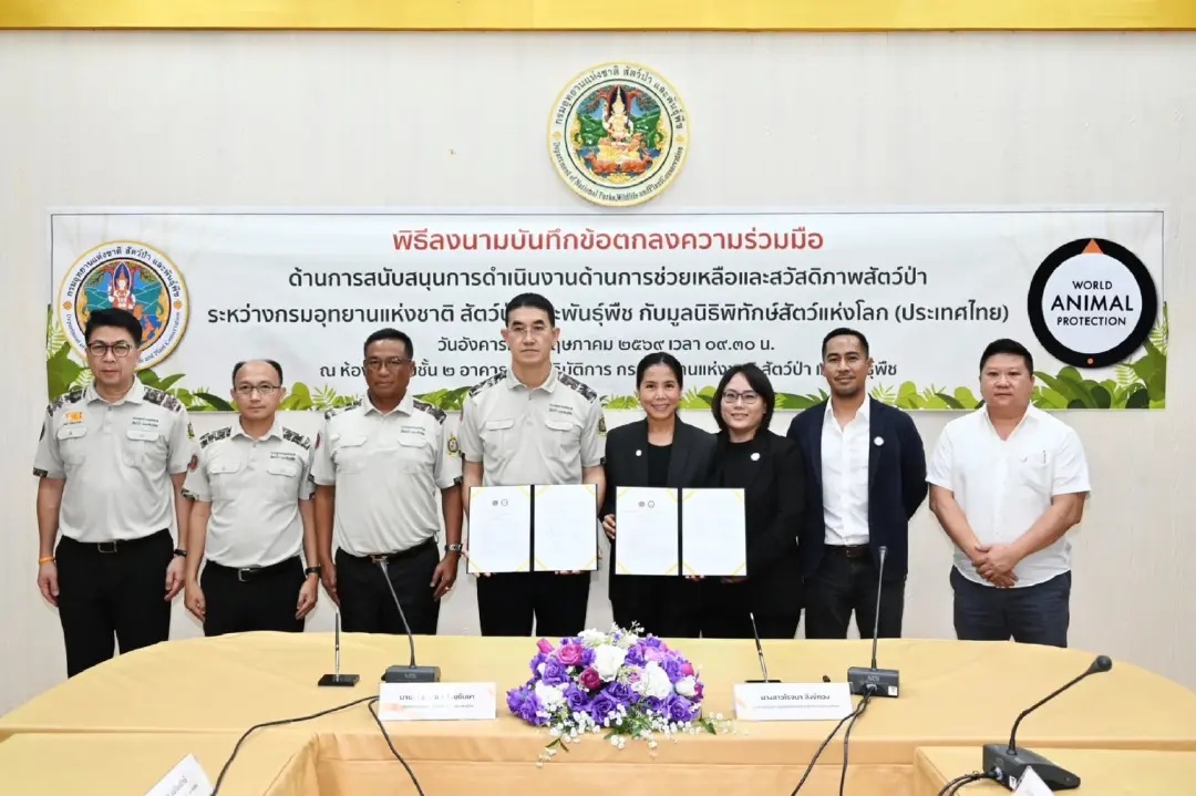 กรมอุทยานฯ ผนึกกำลังร่วมกับ มูลนิธิพิทักษ์สัตว์แห่งโลก (ประเทศไทย) เสริมสร้างสวัสดิภาพและยกระดับการป้องกันการค้าสัตว์ป่า