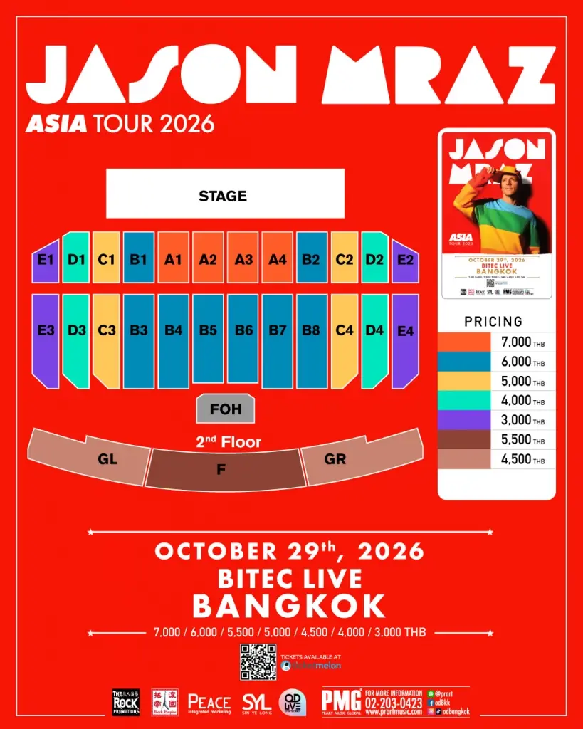 Jason Mraz Asia Tour 2026 in Bangkok การมาเยือนไทยในรอบ 7 ปี!