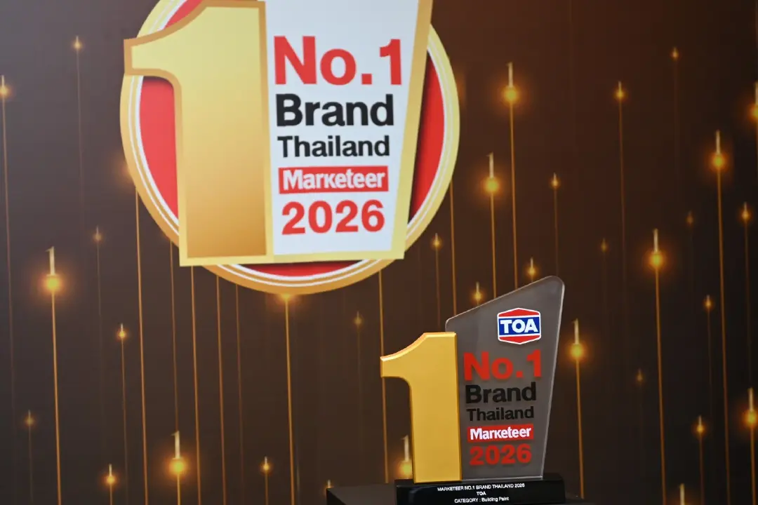 TOA ครองแชมป์ No.1 Brand Thailand 14 ปีซ้อน ตอกย้ำแบรนด์สีอันดับ 1 ของไทย  มุ่งสู่ผู้นำ Total Solutions for Living และ Green Ecosystem