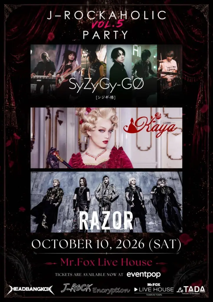 สาย J-Rock ห้ามพลาด! J-Rockaholic PARTY Vol.5 รวมพล 10 ต.ค. นี้  พบกับ KAYA, RAZOR และ SyZyGy-GO