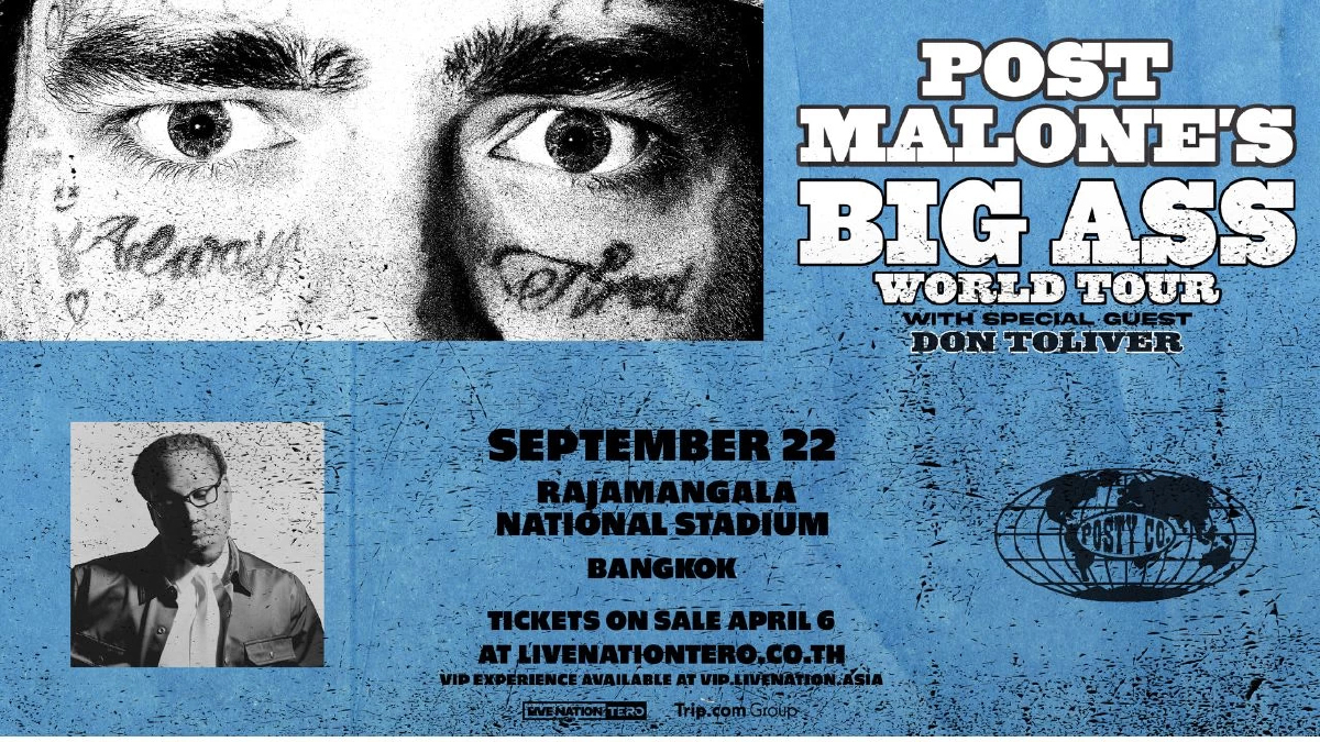 Post Malone กลับมาพร้อมทัวร์ครั้งใหม่ไซส์บิ๊กเบิ้ม  “Post Malone Presents The BIG ASS Stadium World Tour”  พร้อมเจอแฟนชาวไทย 22 ก.ย. นี้ ที่ราชมังคลากีฬาสถาน