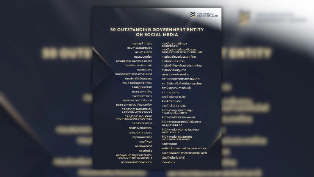 Thailand Social Government Awards ครั้งแรก มอบ 50 รางวัล ยกระดับสื่อสารภาครัฐ สร้างความไว้วางใจ